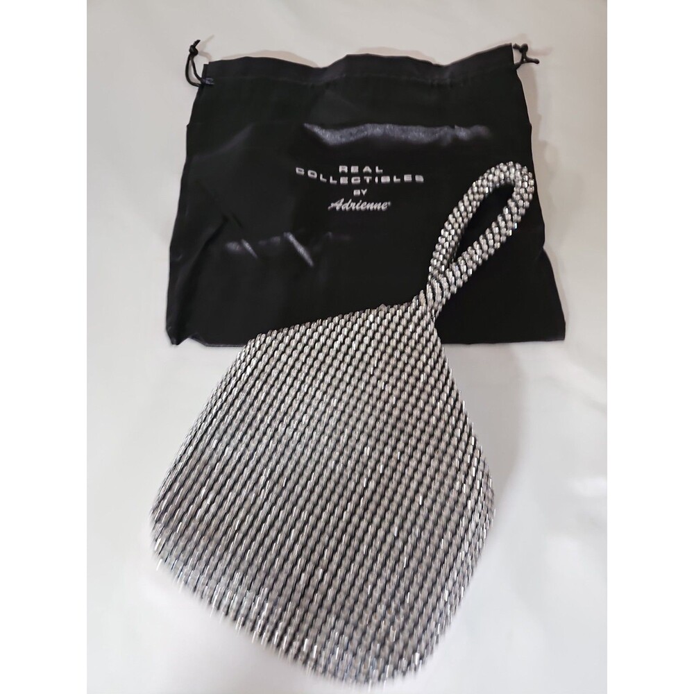 New Real Collectibles by Adrienne Evening Handbag Silver Sparkle Rhinestone
